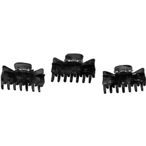 Small Black Plastic Clamps - Card of 3 