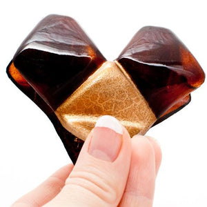 Small Tortoise with Snake Skin Pattern Gold Painted Plastic Hair Clip