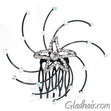 Load image into Gallery viewer, Starfish Shaped Spiral Style hair Comb with Crystals