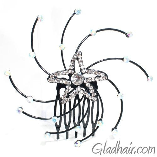 Starfish Shaped Spiral Style hair Comb with Crystals
