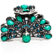 Load image into Gallery viewer, Vintage Bird Shaped Metal Claw with Green Stones and Crystals