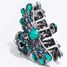 Load image into Gallery viewer, Vintage Bird Shaped Metal Claw with Green Stones and Crystals
