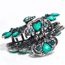 Load image into Gallery viewer, Vintage Bird Shaped Metal Claw with Green Stones and Crystals