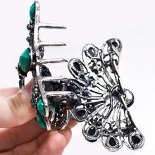 Load image into Gallery viewer, Vintage Bird Shaped Metal Claw with Green Stones and Crystals