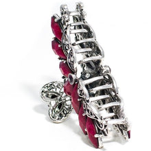 Load image into Gallery viewer, Vintage Flower Shaped Metal Claw with Red Stones and Crystals