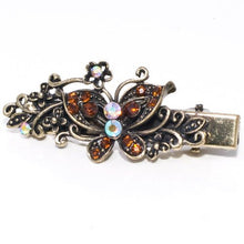 Load image into Gallery viewer, Vintage Gilt Crystal Butterfly on Gold Metal Beak Clip - 1 Piece
