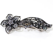 Load image into Gallery viewer, Vintage Silver Color Barrette with Flower and Tails 