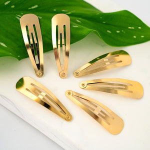 Metal Gold Colored Snap Clip for All Hair Types - Pack of 6