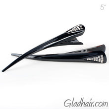 Load image into Gallery viewer, Large Metal Colored Enamel Beak Clips with Crystals no Teeth - Pair