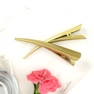 Small Gold Metal Flamingo Flat Beak Clip No Teeth - pair