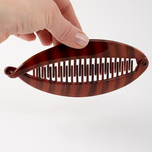 Large Plastic Banana Clip with Brown Stripes Painted Design