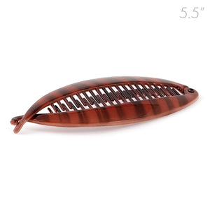 Large Plastic Banana Clip with Brown Stripes Painted Design